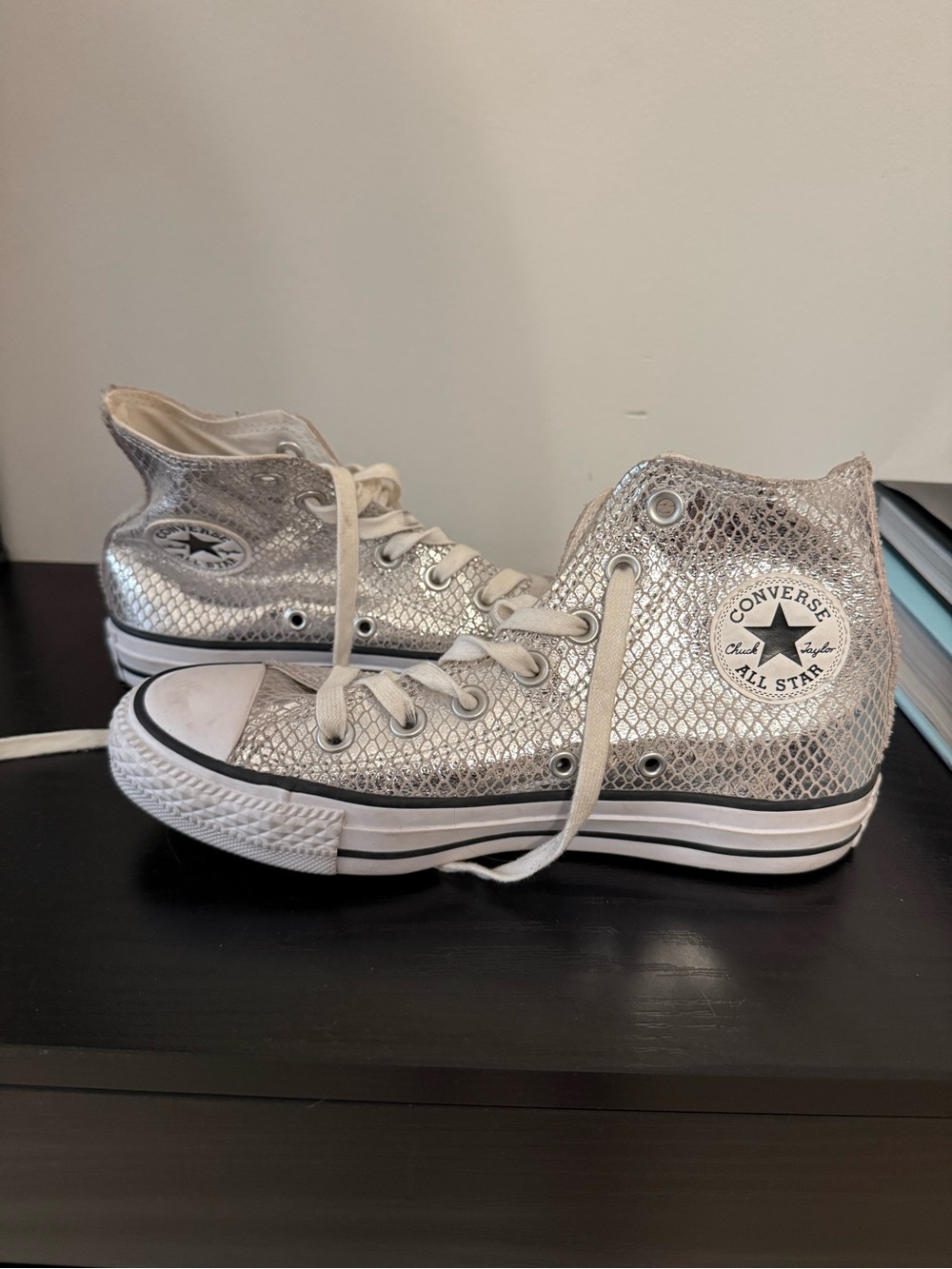 Converse Womens Silver High Top Chuck Taylor Sneakers